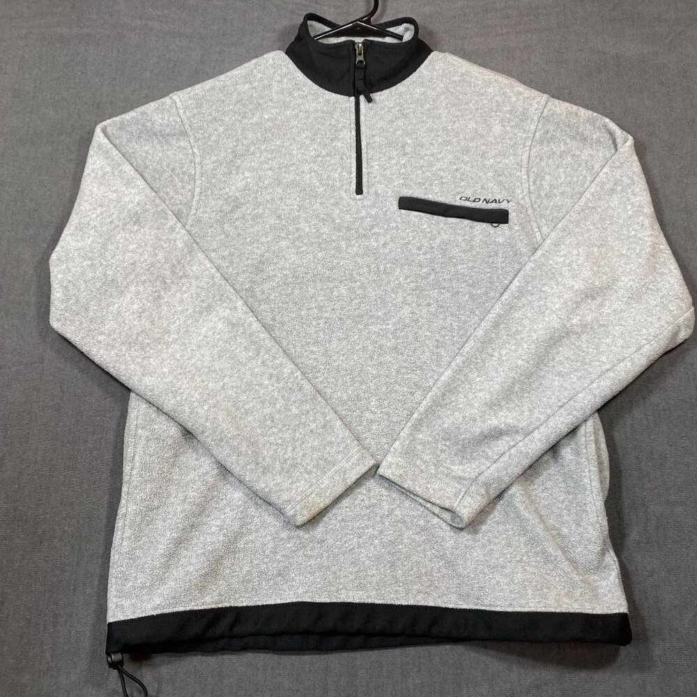Old Navy Gray Quarter Zip Pullover Fleece Sweatshirt Chest Pocket Mens Size M